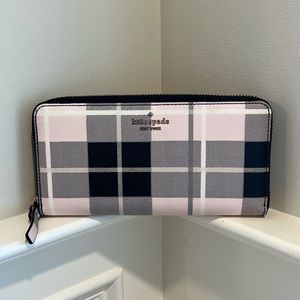 Kate Spade Continental Wallet Pink Plaid